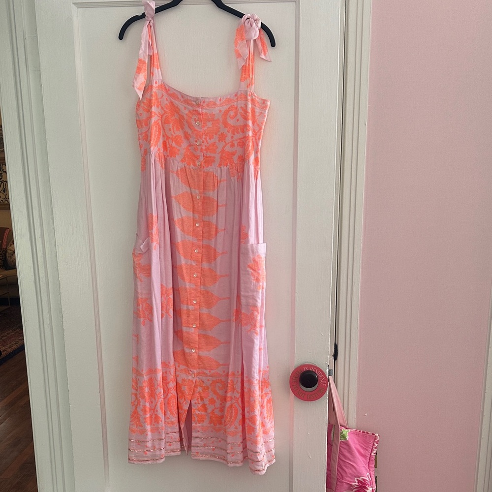 Juliet Dunn Pink and Orange Sleeveless Dress